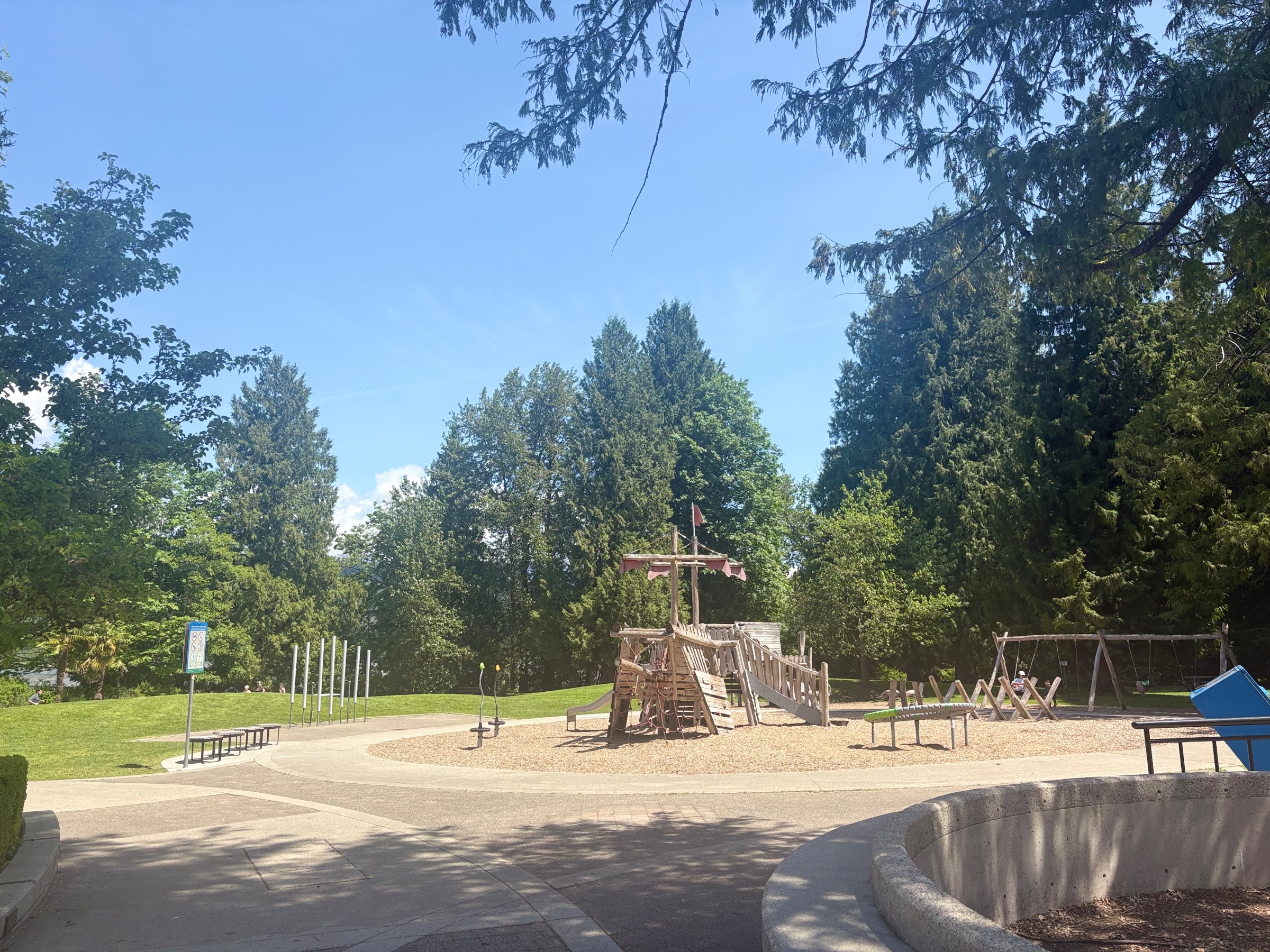 The natural-wood sail boat playground filled with adventures